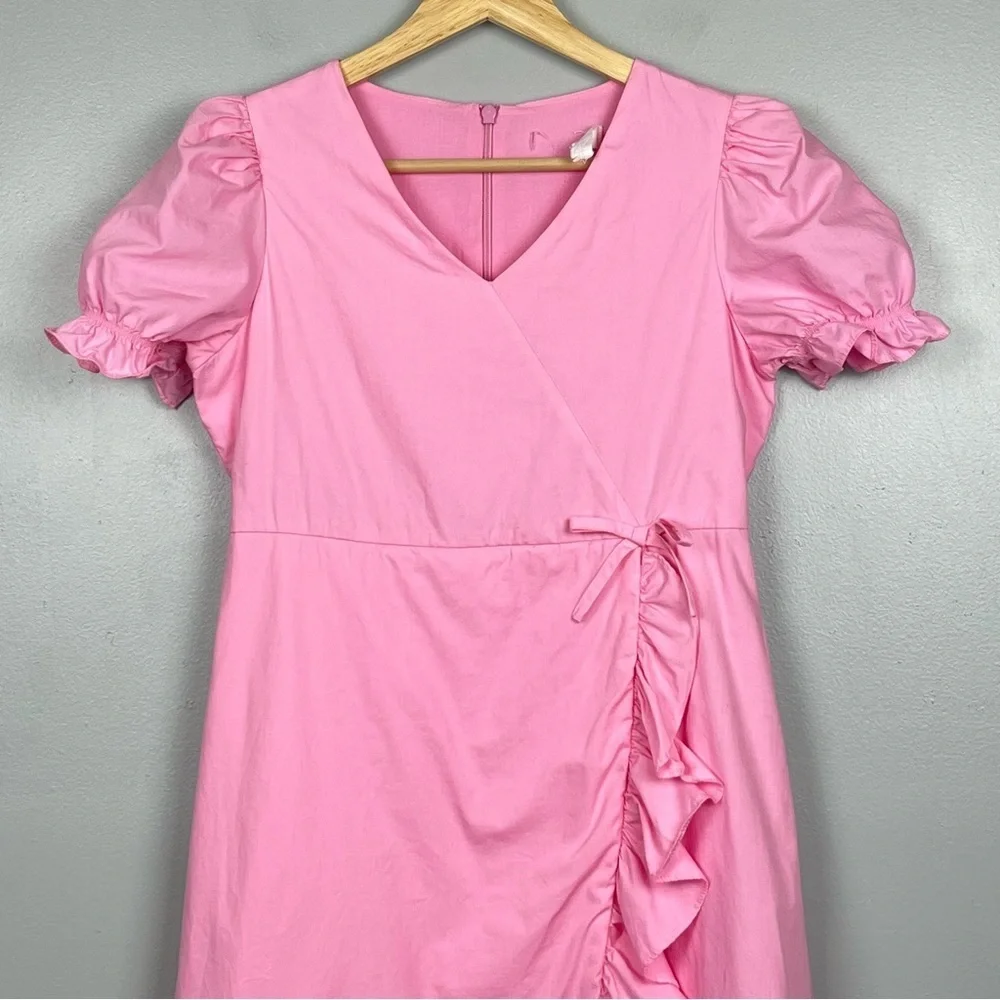 A Loves A girls pink faux wrap ruffle trimmed 100% cotton dress, large.
